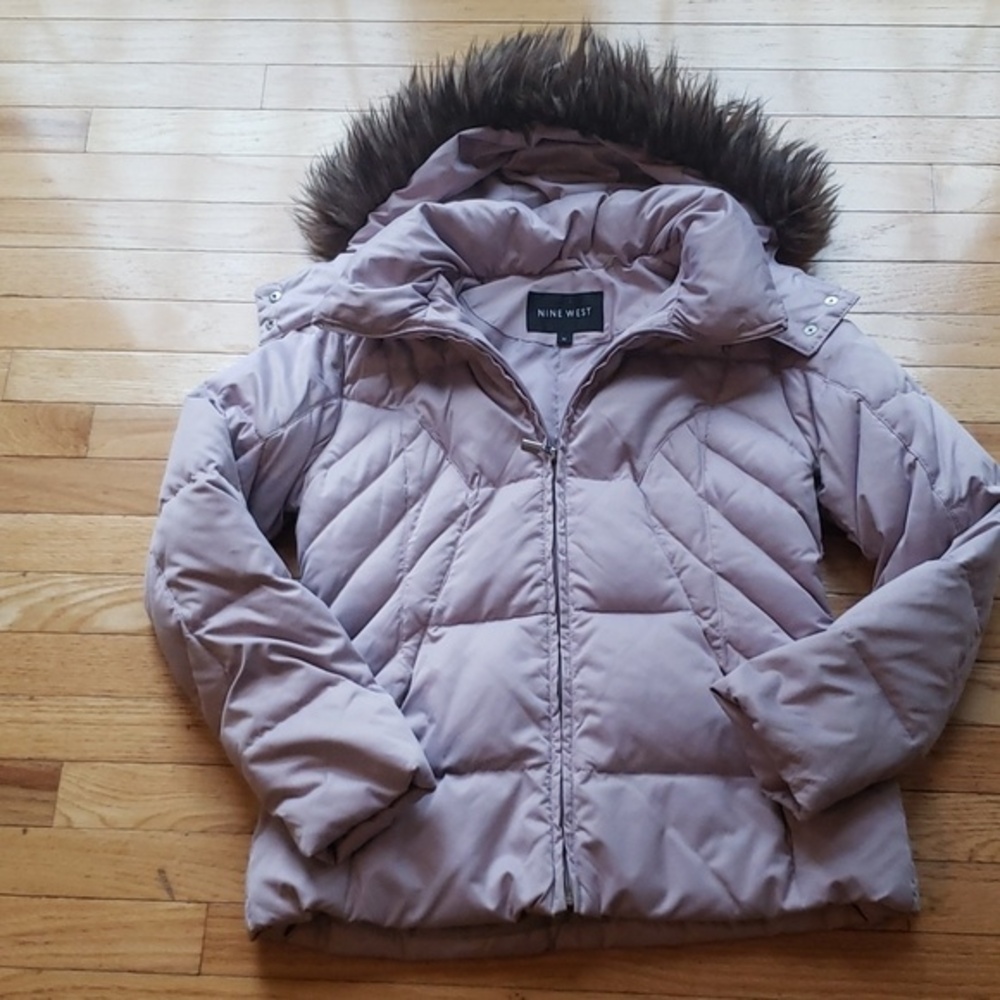 Nine West Puffer Jacket: Size M, Light Purple with Removable Hood